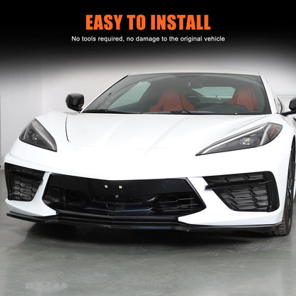 Replacement Black Front Bumper Lip Kit Splitter Exterior For Corvette C8 20+ US 2