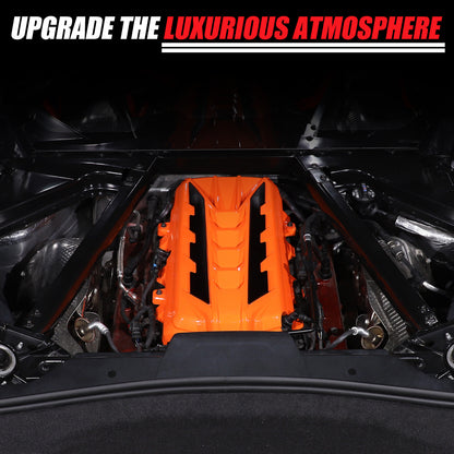 Orange Engine Bay Panel Cover Trim in Edge Black For Corvette Coupe C8 2020-2026 13
