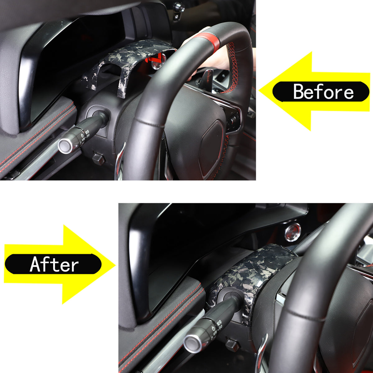 Forged Real Carbon fiber Steering Wheel Base Trim Cover For Corvette C8 Z06 20+ 3