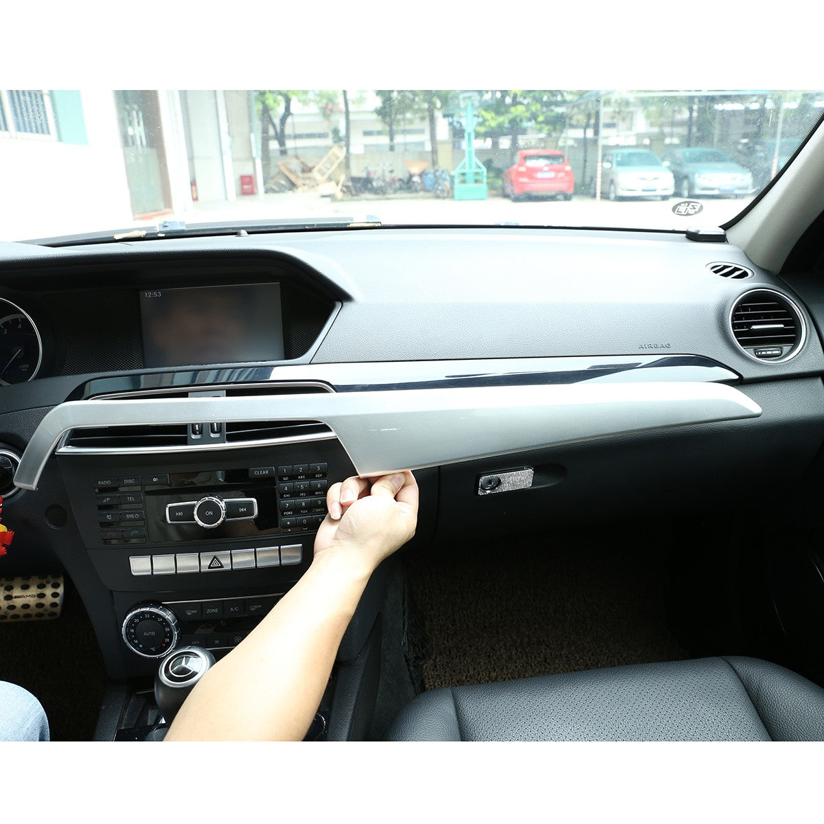 Silver ABS Center Console Trim Cover For Mercedes-Benz C-Class W204 2010-2013 4
