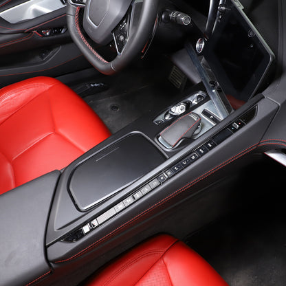 Matte black Center Console Gear Shift Panel Cover Trim Set For Corvette C8 20-25 6
