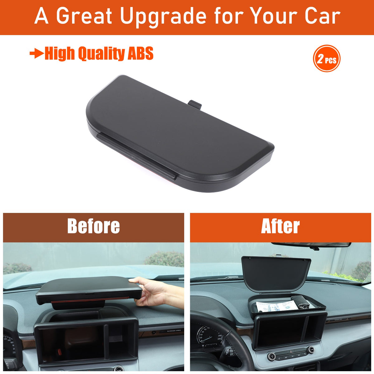 ABS Navigation Screen Rear Storage Box With Lid For Ford Maverick 2022+ US 8