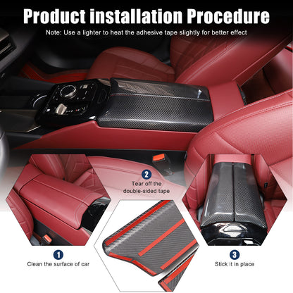 Real Carbon Fiber Center Console Armrest Box Cover Trim For BMW 5 Series G60 24+ 13