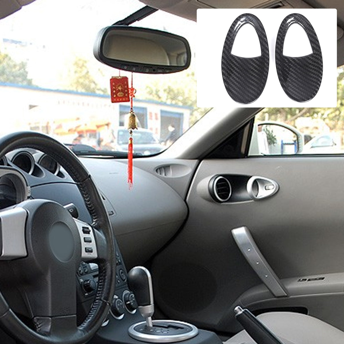 Real Carbon Fiber Side Air Vent Cover Trim For Nissan 350Z Z33 2003-2006 12