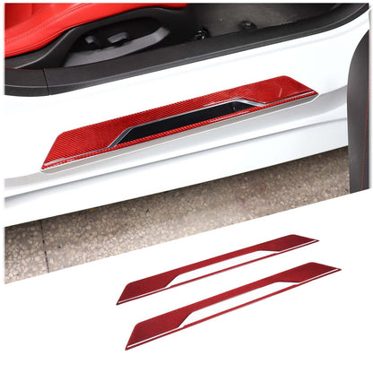 Red Soft Carbon Fiber Interior Decor Trim Kit Cover Set For Corvette C8 20-25 229