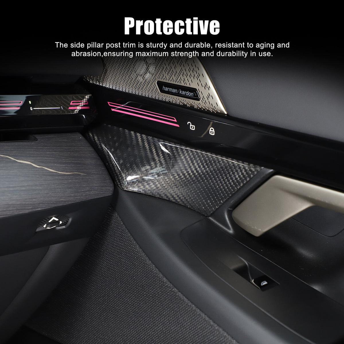 Real Carbon Fiber Interior Door Handle Cover Trim For BMW 5 Series G60 i5 2024+ 20