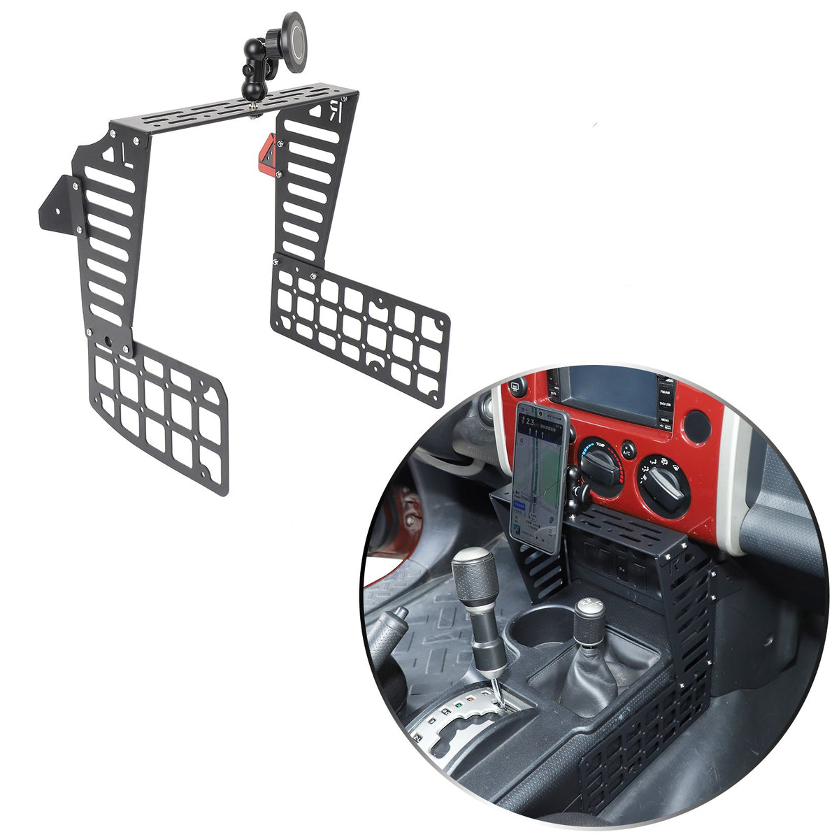 Magnetic Phoner Holder Center Console Molle Panel Device For Toyota FJ Cruiser 9