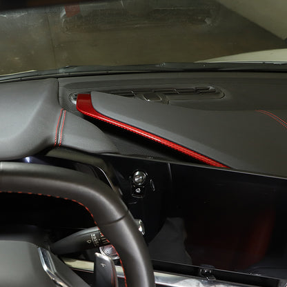 Red Real Carbon Fiber Center Console Side Instrument Trim For Corvette C8 20-25 4