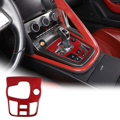 Red Carbon Fiber Center Console Gear Shift Cover Trim For 2013-22 Jaguar F-TYPE 3
