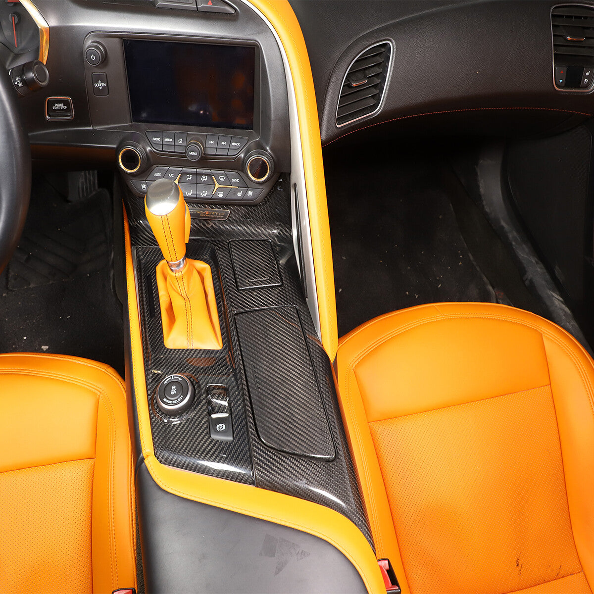 Real Carbon Fiber Center Console Cover trim set Kit For C7 Corvette ZR1 Z06 3