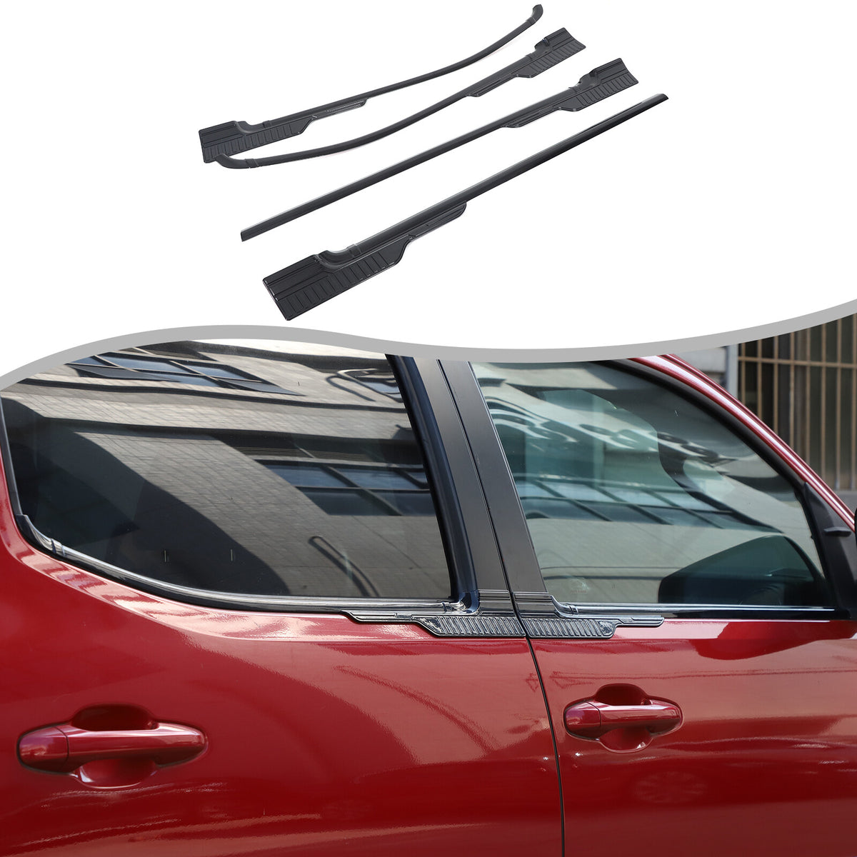 Black ABS Exterior Window Bottom Sill Trim Strip For Toyota Tacoma 2015-2022 5