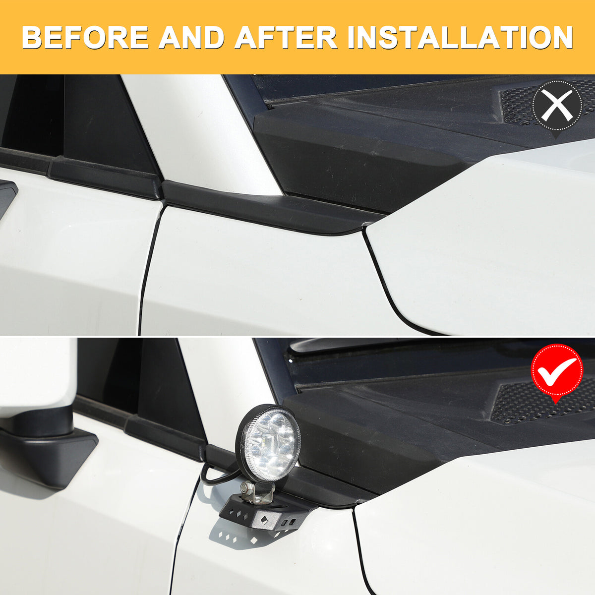 Hood Hinge A-Pillar LED Light Bracket Mount For Toyota Land Cruiser LC250 2024+ 15