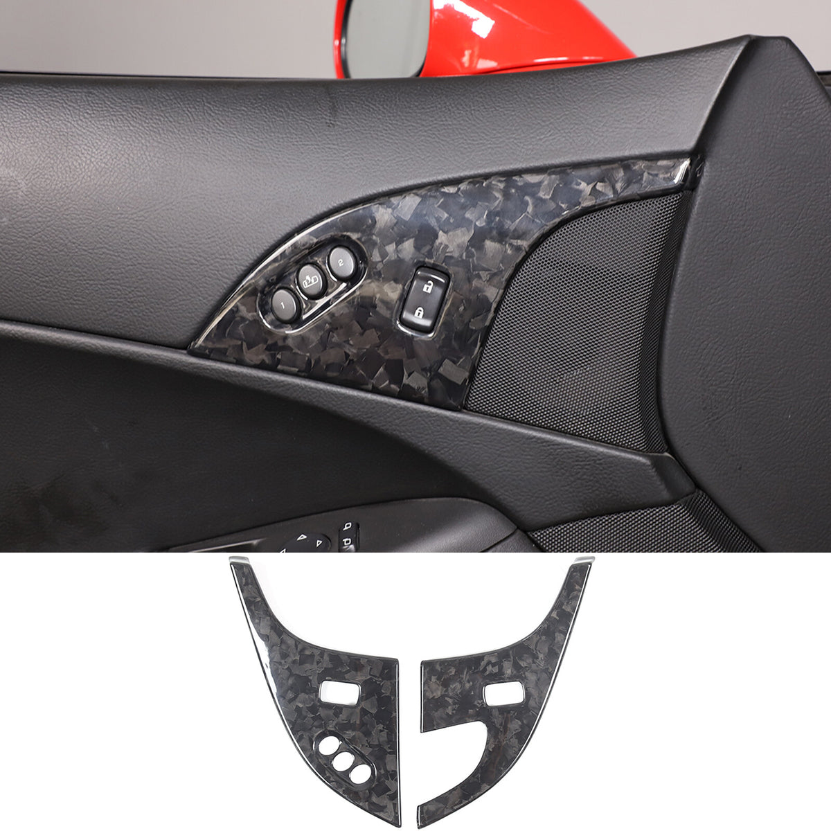 Forged Real Carbon Fiber Interior Door Lock Panel Trim For Corvette C6 2005-2013 4
