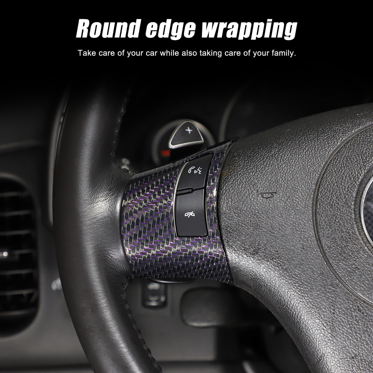 Real Carbon Fiber Steering Wheel Button Cover Trim For Corvette C6 2005-2013 12