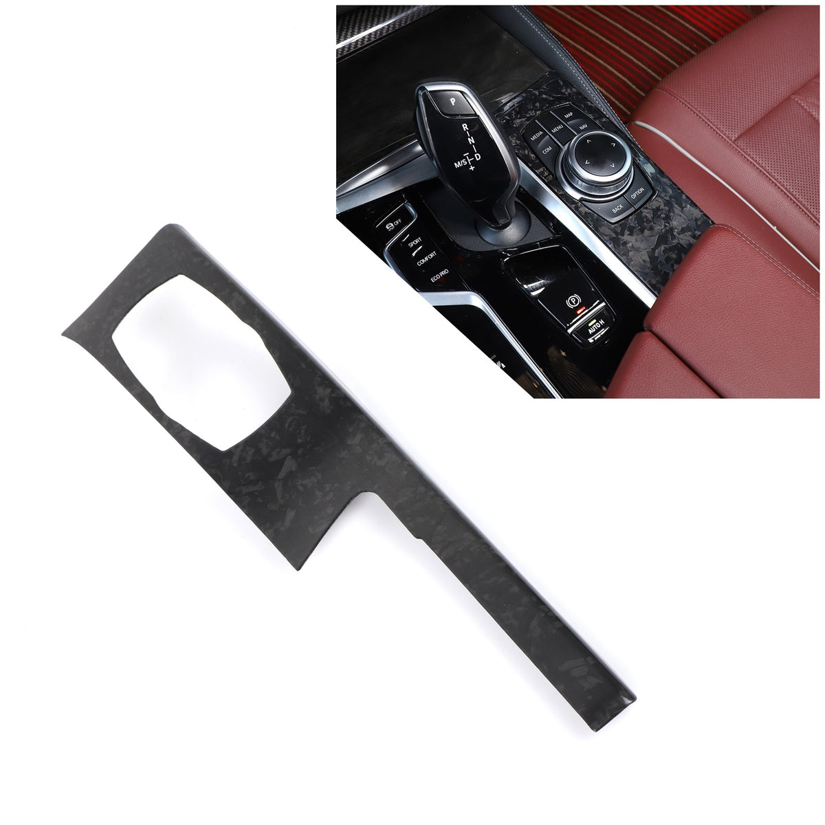Forged Real Carbon Fiber Center Mode Knob Trim Cover For BMW 5 Series G30 18-22 13