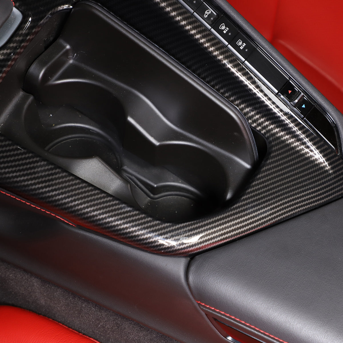 For 2020-25 Corvette C8 Interior Center Console ABS Carbon Fiber Trim Cover 12