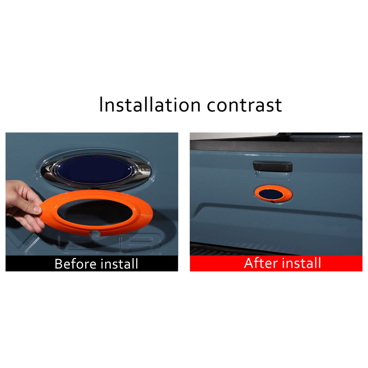Orange Front Bumper Grille Trim Cover + Logo Ring For Ford Maverick 2022 US 21