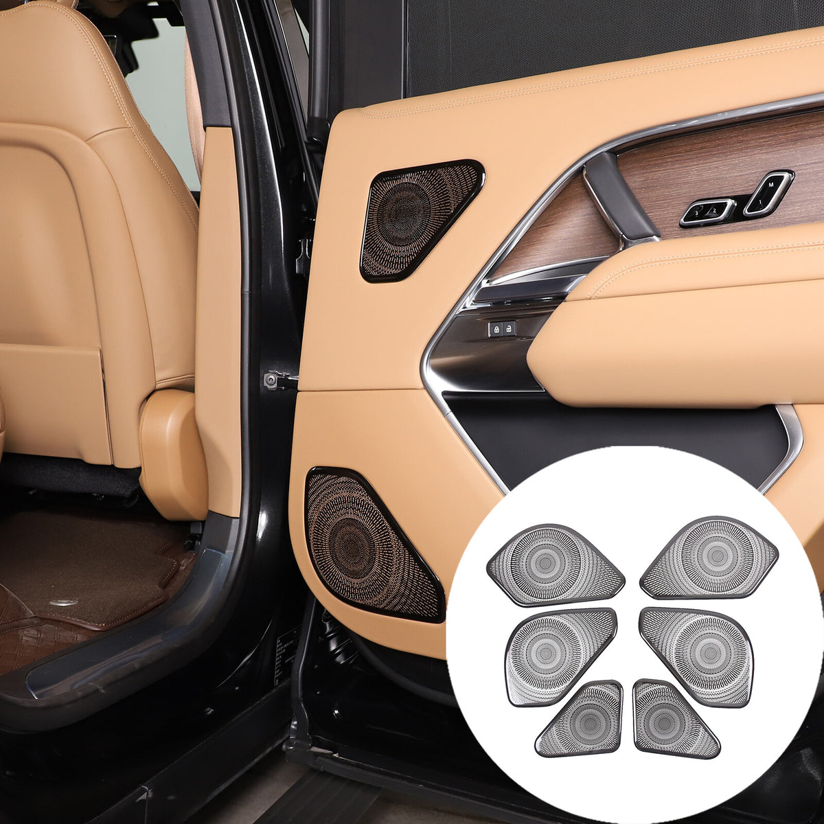 6PCS Black Stainless Door Speaker Trim Cover For LR Range Rover Vogue 2023 2