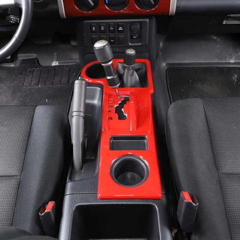 Red Gear Shift Water Cup Panel Cover Trim For Toyota FJ Cruiser 07-21 6