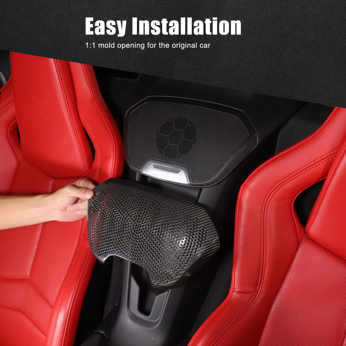 Real Carbon Fiber Rear Seat Single Speaker Grill Trim For Corvette C8 1LT 2020+ 9