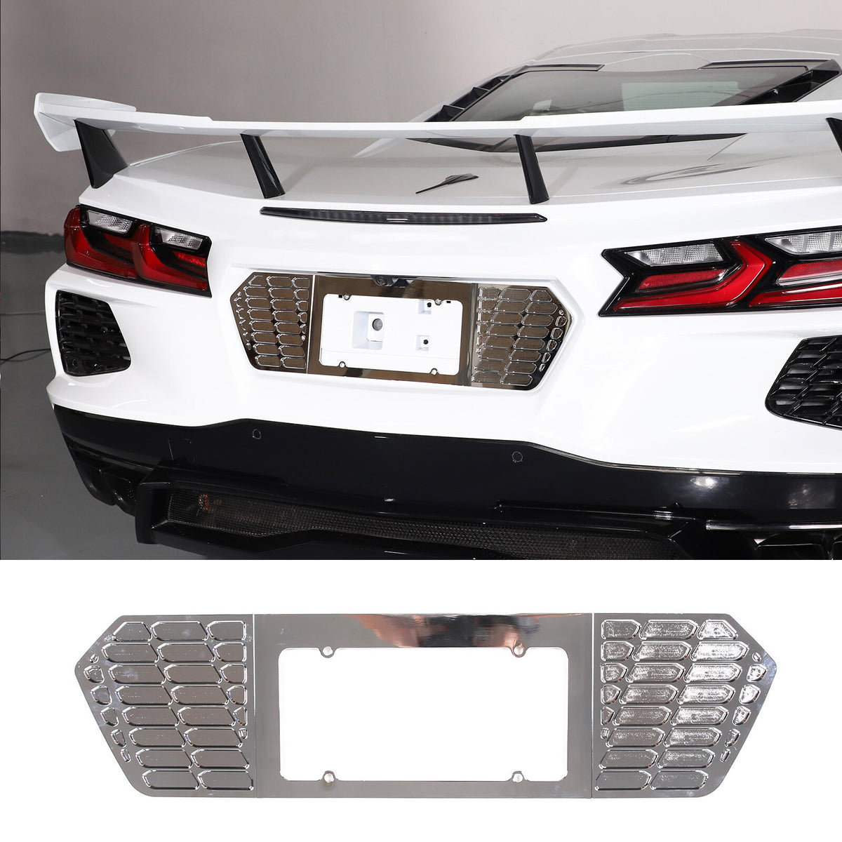 Alloy Rear License Plate Filler Trim Cover For Corvette C8 Stingray Z51 20+ 40