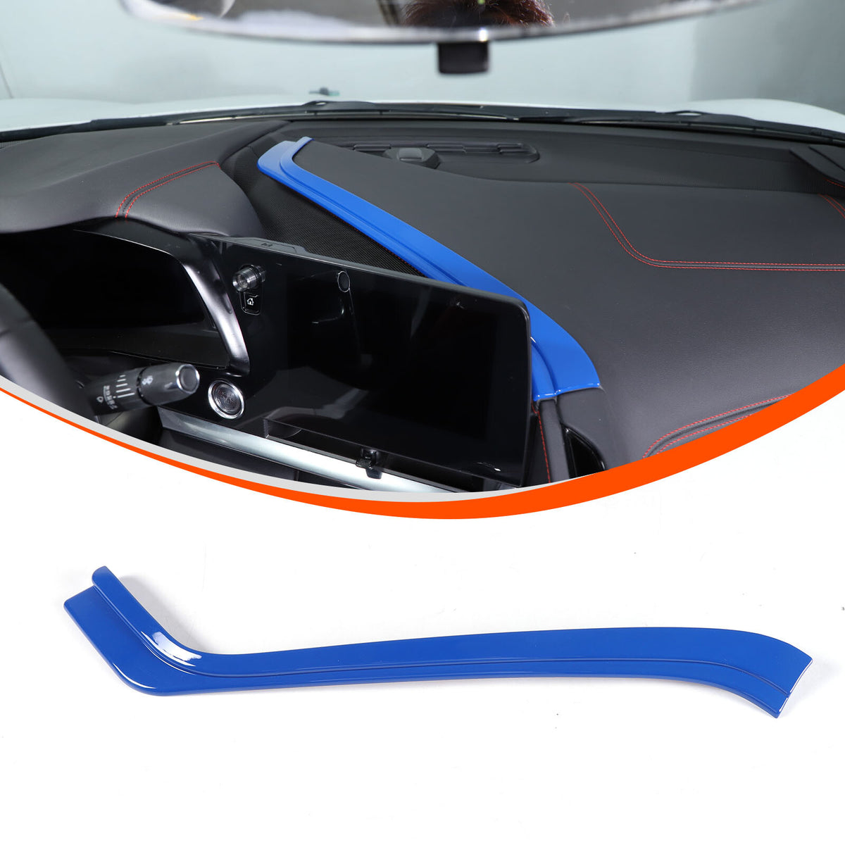 ABS Blue Interior Navigation Screen Rear Trim Cover For Corvette C8 2020-2025 4