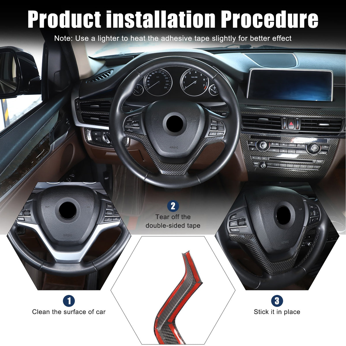 Real Dry Carbon Fiber Center Volume CD Switch Panel Trim For BMW X5 X6 F15 14-18 16