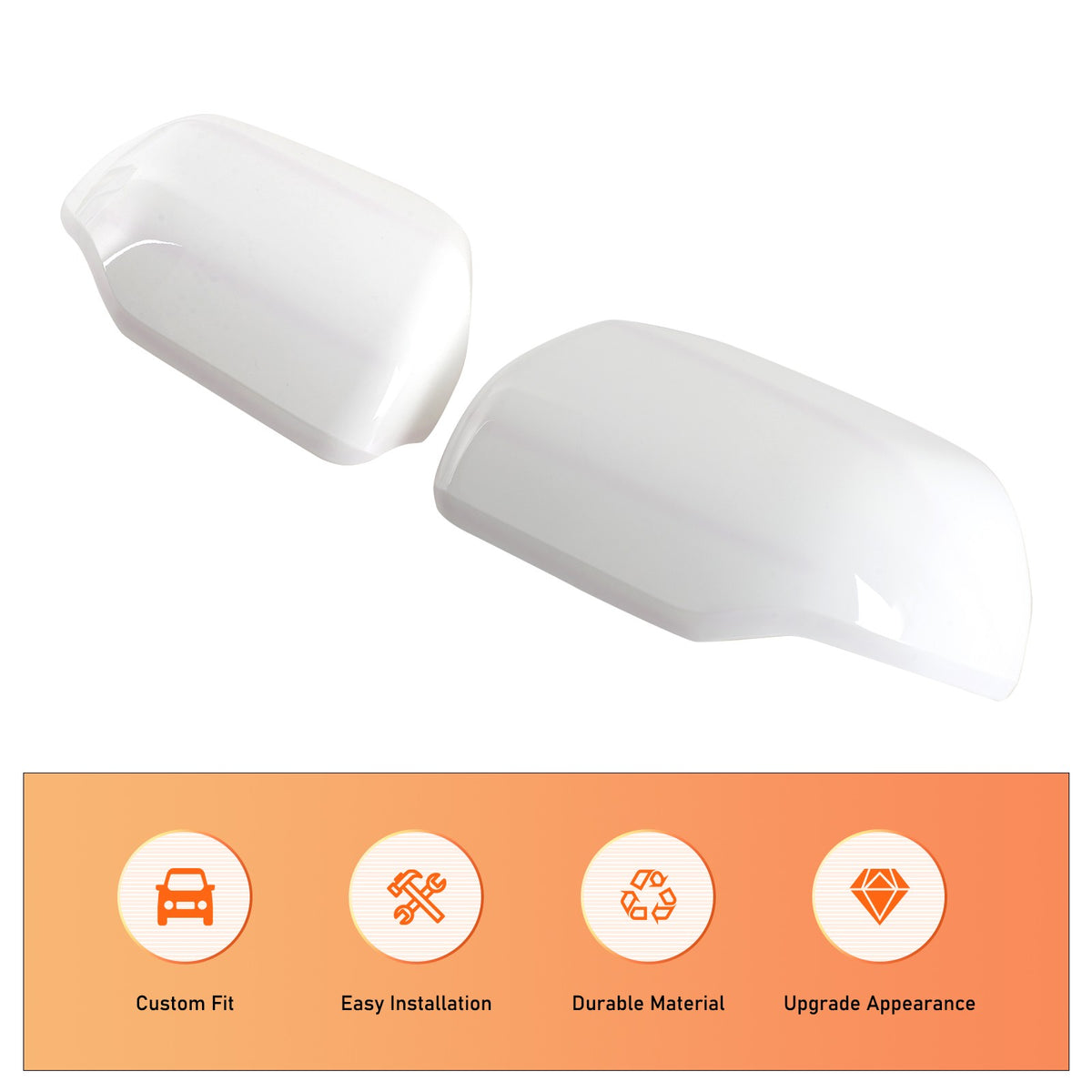 White ABS Exterior Rearview Mirror Cover Trim For Toyota Tundra/Sequoia 2022+ US 14