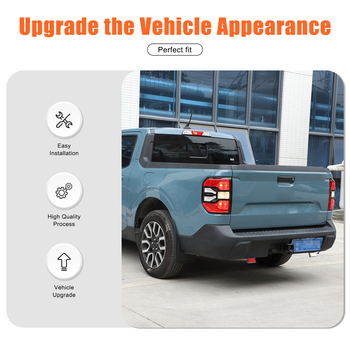 Glossy Black Rear Taillight Trim Cover Bezel For FORD Maverick 2022-2023 3