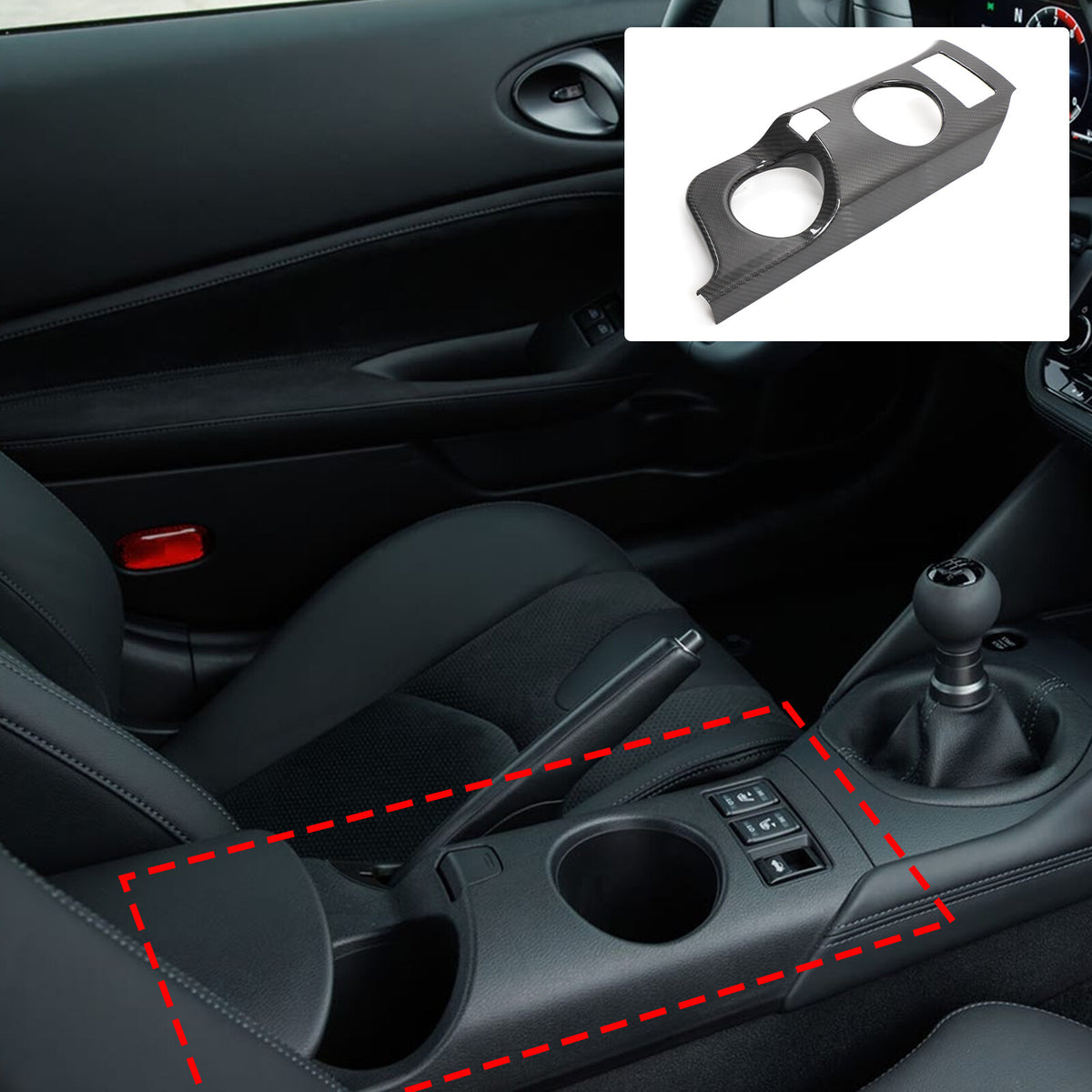 Real Carbon Fiber Center Console Cup Holder Panel Trim for Nissan 400Z 11