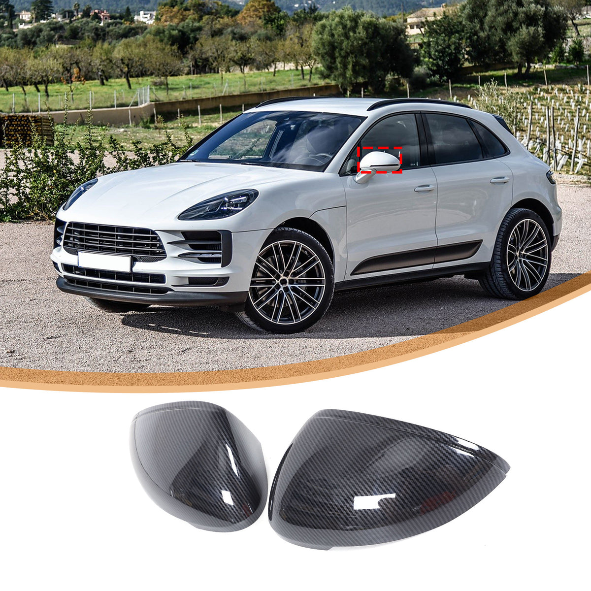 ABS Carbon fiber Side Rear Mirror Cover Caps Trim For Porsche Macan 2011-2021 US 15