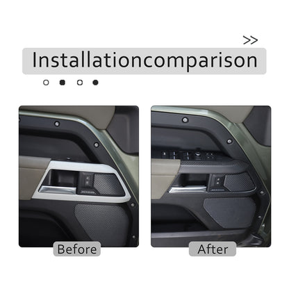 Matte Real Carbon Fiber Interior Door Handle Cover Trim For LR Defender 110 20+ 4