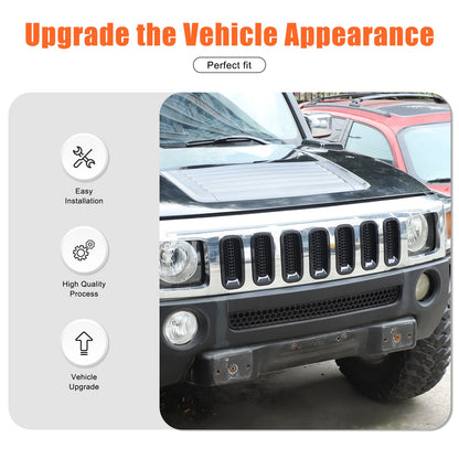 Black ABS Grille Insert Guard Insect Screen For Hummer H3 2005-2009 6