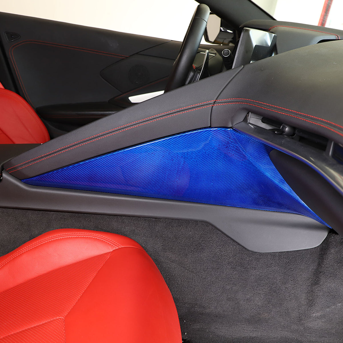 Blue Real Carbon Fiber Full Interior Set Decor Trim Kit for Corvette C8 20-25 - Variants 1-5 34