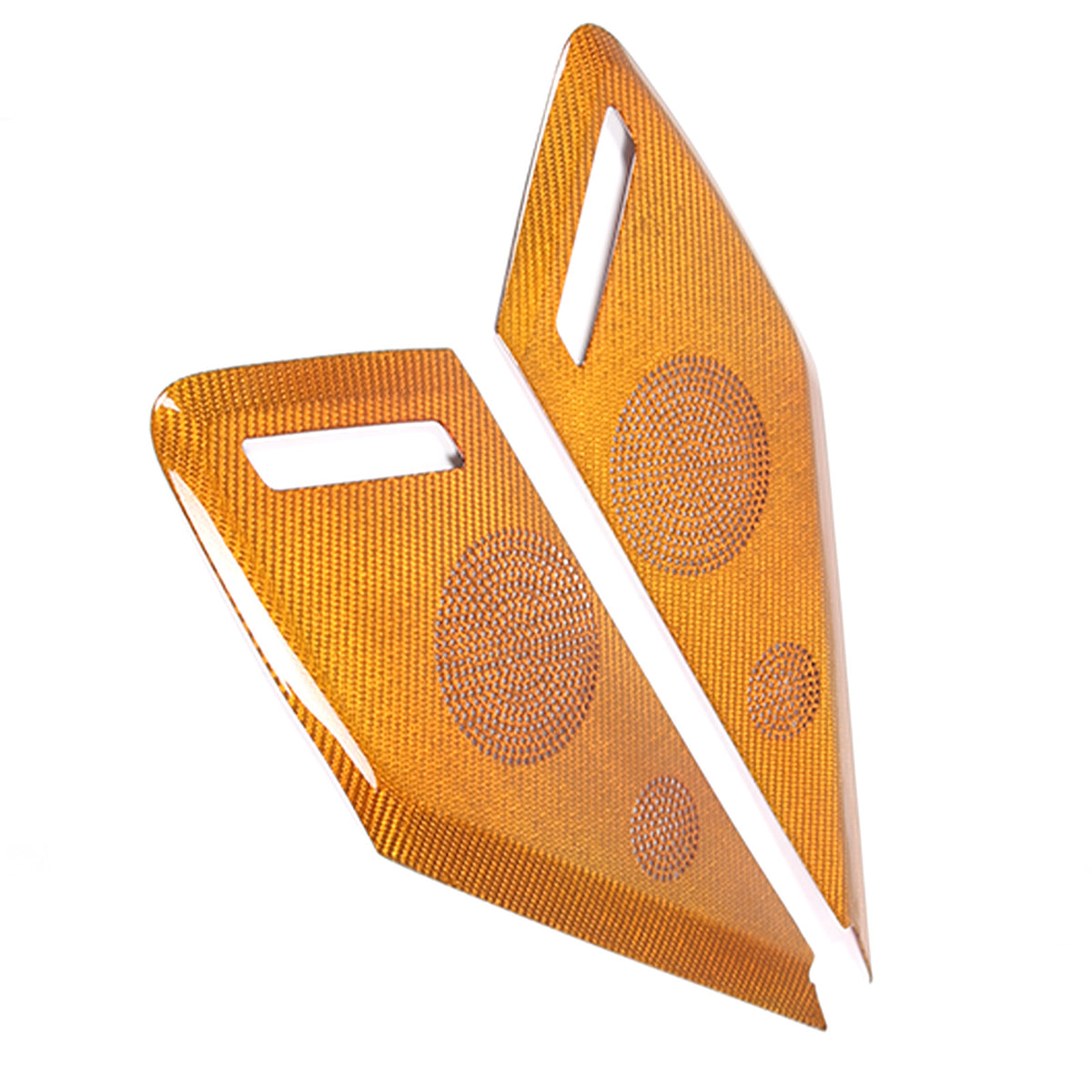 Yellow Real Carbon Fiber Inner Door Speaker Panel Cover For Corvette C8 2020-26 5