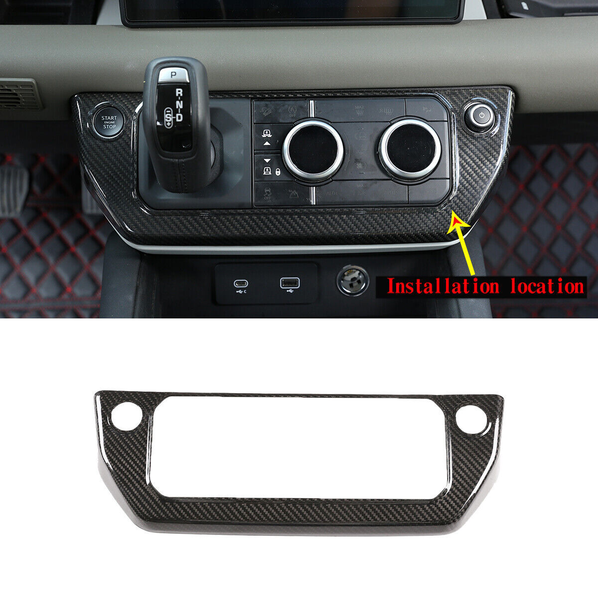 Real Carbon Fiber Air Conditioning Switch Trim for Land Rover Defender 2020-24 1