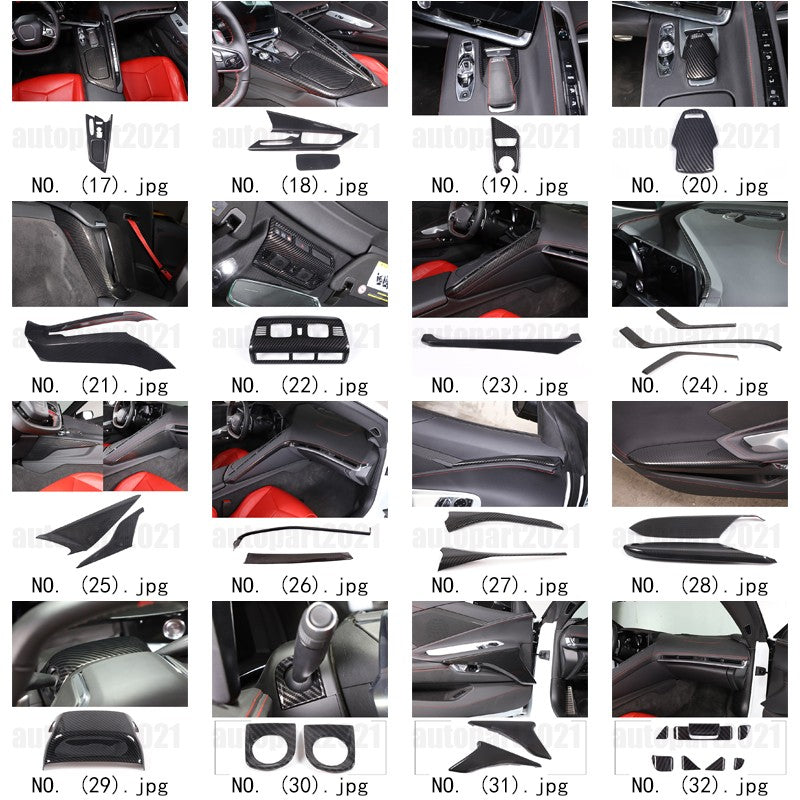 Carbon Fiber ABS Interior Full Decor Cover Trim Kit For Corvette C8 2020-2025 - Styles 31-35 3
