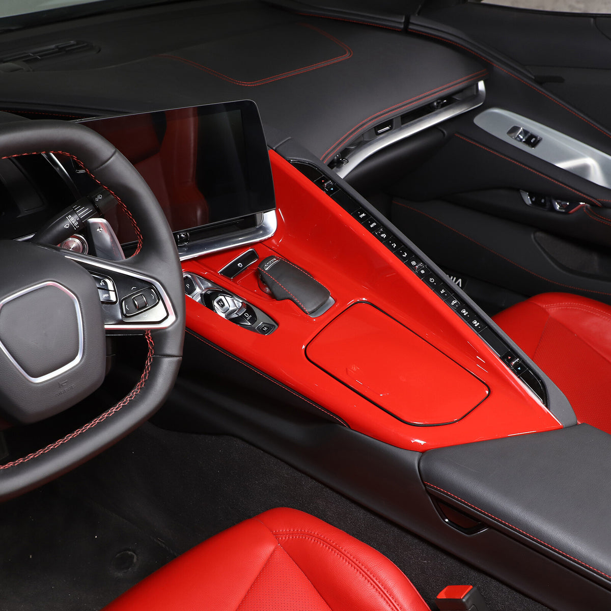 2pcs Red ABS Center Console Frame Trim Cover Fit for Corvette C8 2020-2025 7
