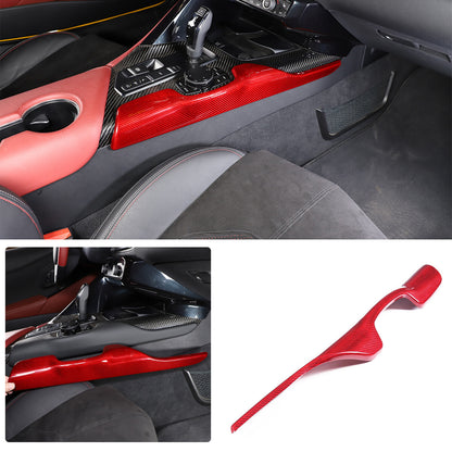 Red Carbon Fiber Console Gear Shift Side Trim Cover For Toyot-a Supra 2019-24 1