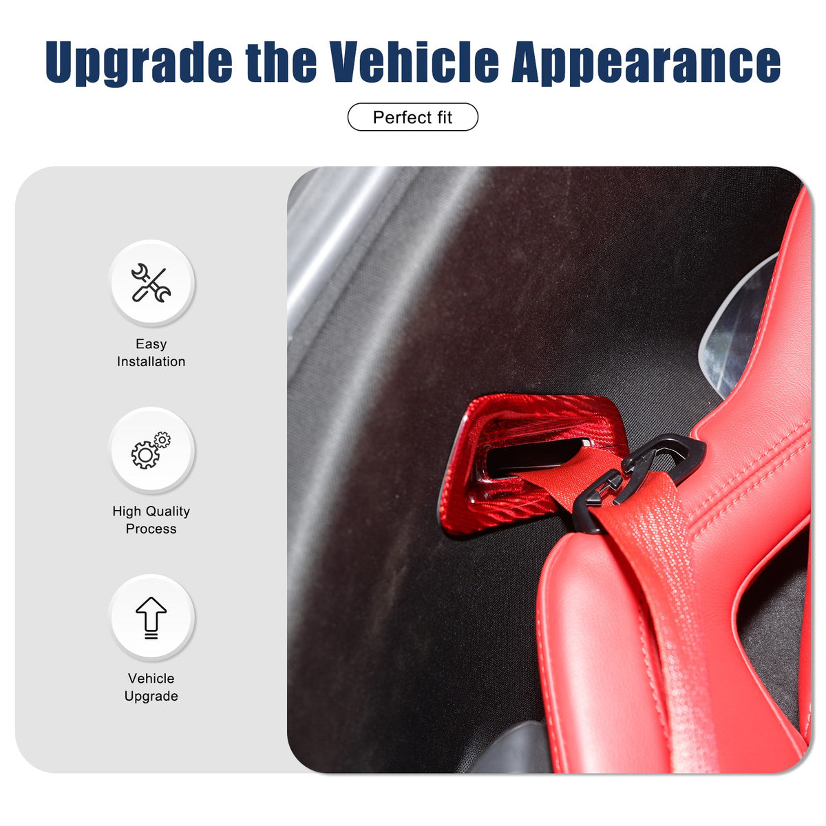 Red Real Carbon Fiber Seat Safety Belt Frame Trim For Corvette C8 2020+ 6