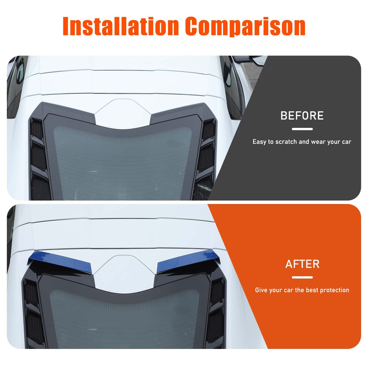 Blue Rear Windshield Spoiler Anti-wind Buffeting Deflector for Corvette C8 Coupe 17