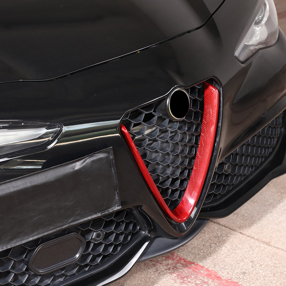 Red Real Carbon Fiber Grille V-Shape Trim Frame For Alfa Romeo Giulia 2017+ US 6