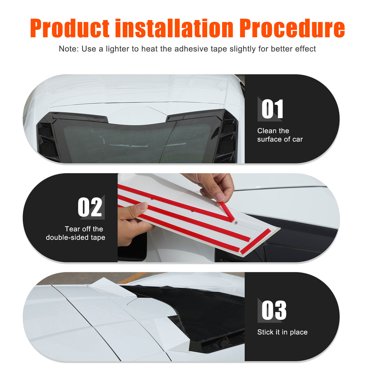 White ABS Rear Windshield Spoiler Trim Cover For Corvette C8 Coupe 2020+ 6