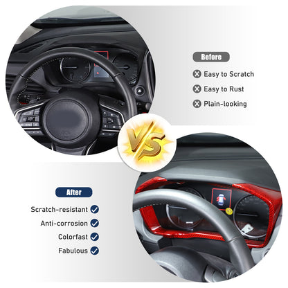 Red Real Carbon Fiber Center Dashboard Trim For Subaru Crosstrek 24+ 3