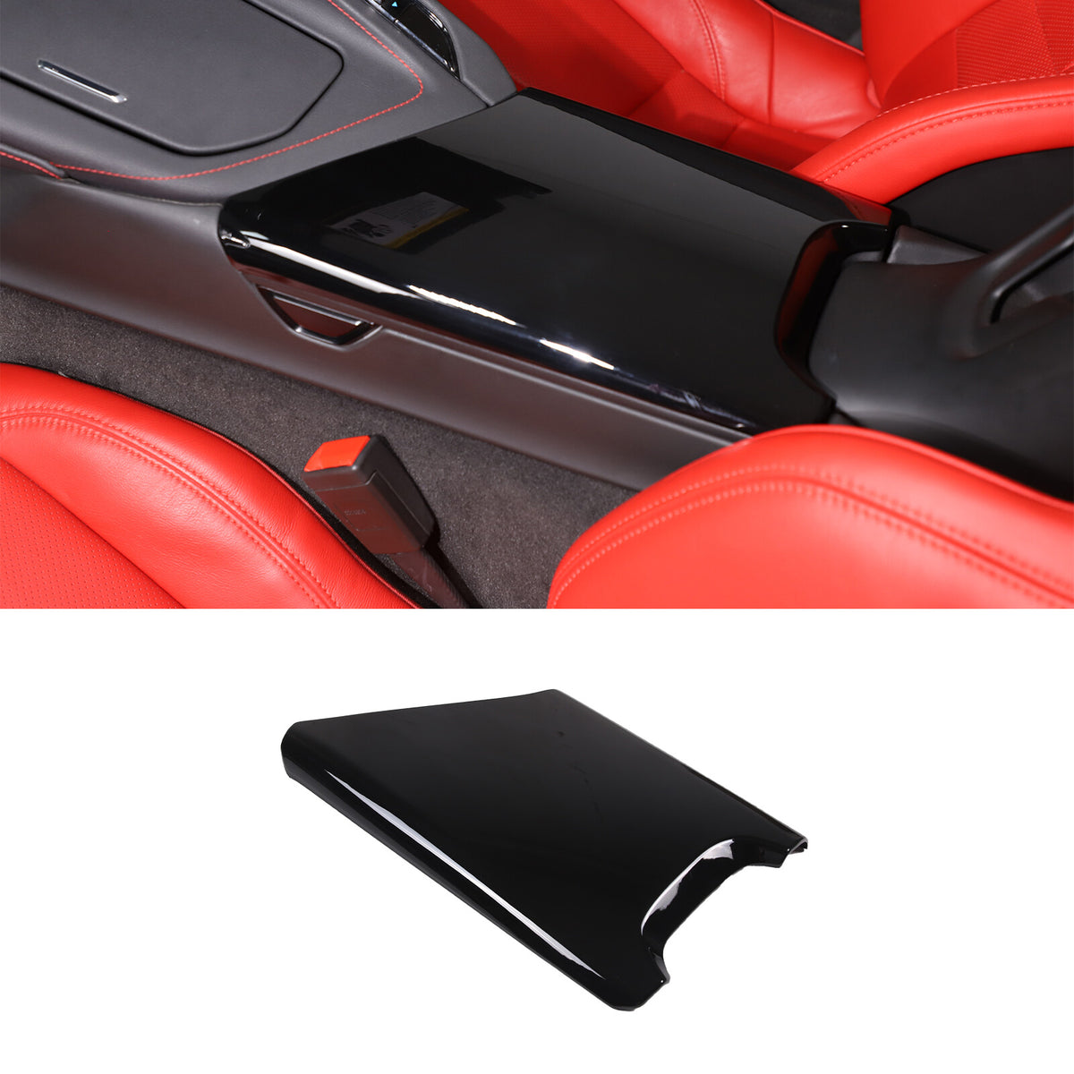 Glossy Black Center Console Armrest Box Lid Covers For C8 Corvette 20-26 US 3
