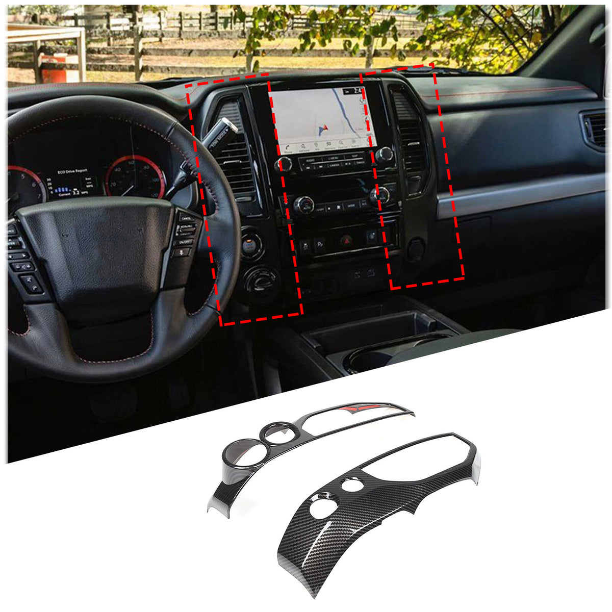 Center Console Interior Trim Cover Full Set Kit For Nissan Titan 4 door 2020-24 19