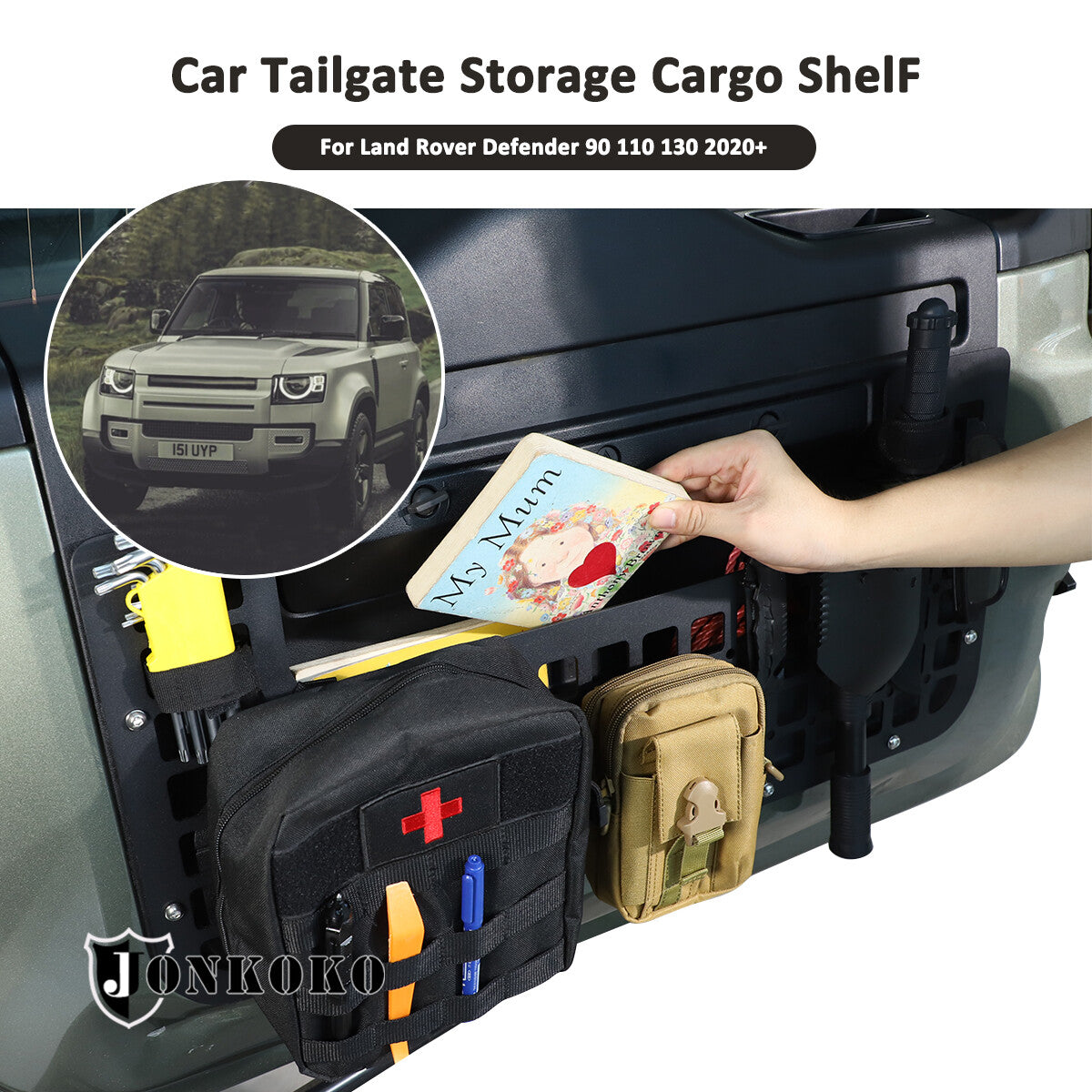 Tailgate Molle Panel Rear Door Cargo Organizer Storage For LR Defender L663 20+ 4