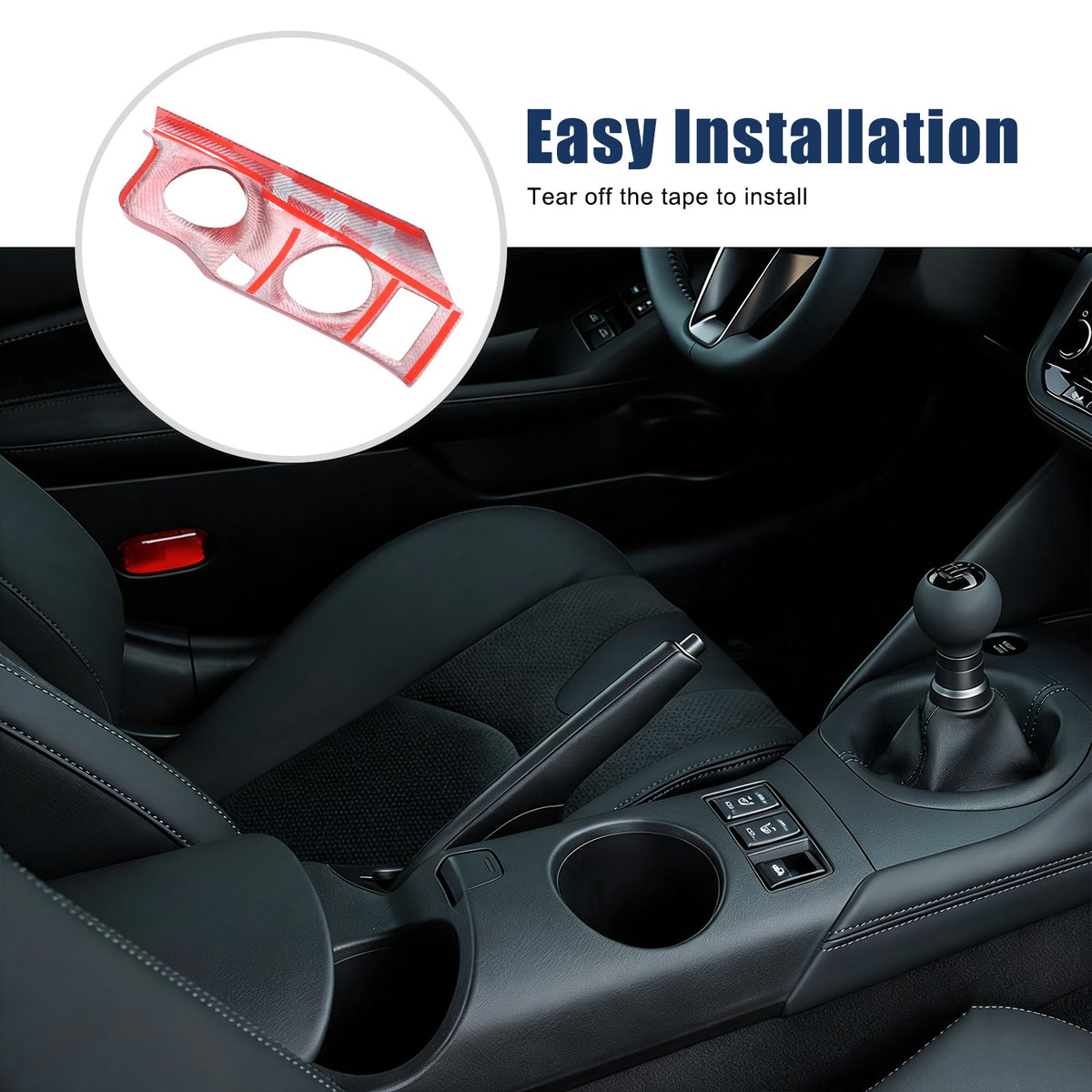 Red Real Carbon Fiber Center Console Cup Holder Panel Trim For Nissan 400Z 23+ 13