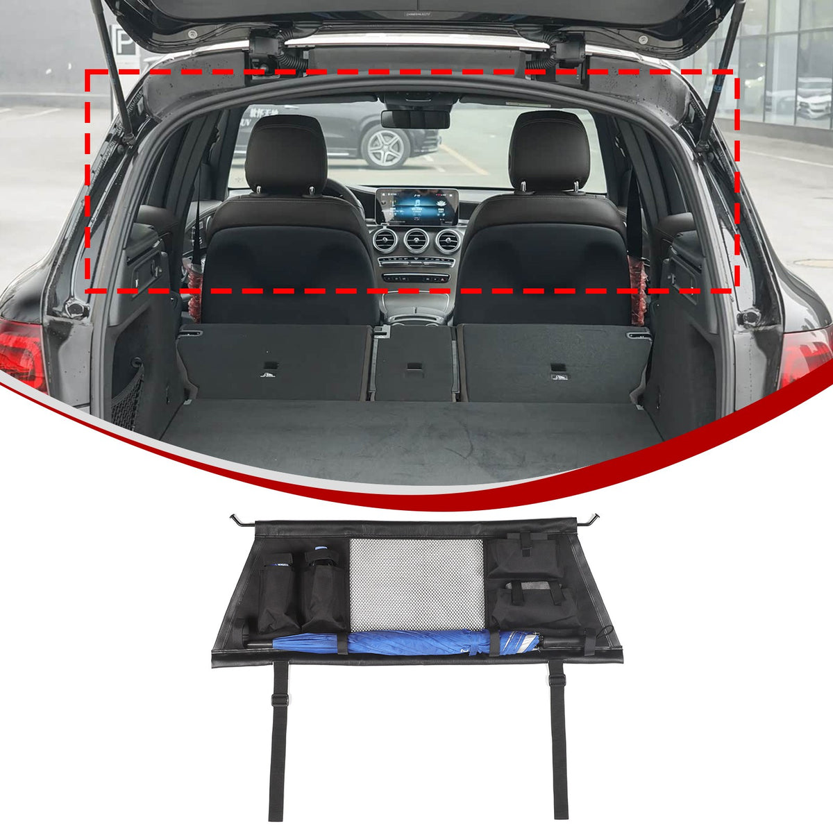 Rear Trunk Cargo Organizer Isolation Storage Net For Benz GLC X253 2016-2022 13