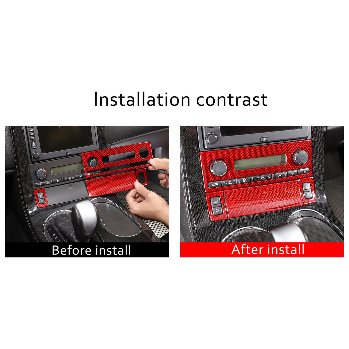 Red Real Carbon Fiber Center Console Air Conditioner Trim For Corvette C6 05-13 23